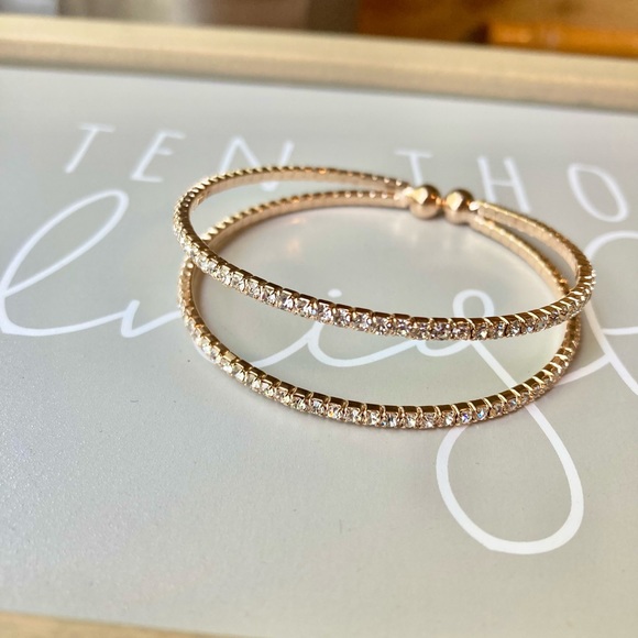 Open Layered Cubic Zirconia Gold Bracelet - Picture 3 of 6